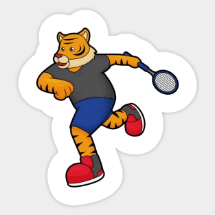 Tiger as Tennis player with Tennis racket Sticker